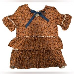 Matilda Jane Floral Flounce Blouse with bow, size S